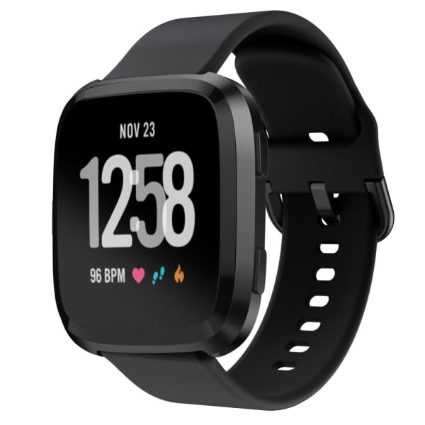 Silikonarmband Fitbit Versa/Versa 2 - Svart Svart Svart