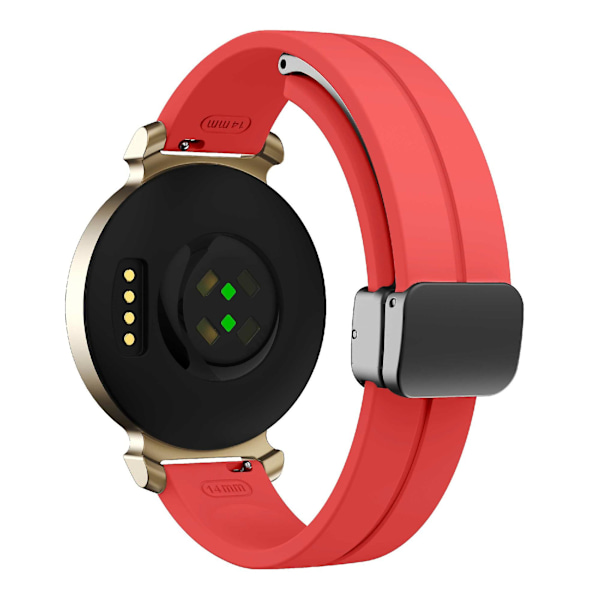 Garmin Lily 2:n silikoninen ranneke magneettisella taittuvalla soljella Red Black Buckle