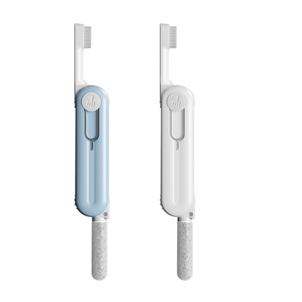 Airpods Cleaning Kit, Bluetooth Headphone Cleaning Pen, 5 in 1 Compact Multifunctional Headphone Cleaning Tool with Soft Brush (Blue, Gray)