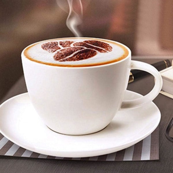 Ruostumattomasta teräksestä valmistetut kahvistencilit - Kahvin koristelustencilit Barista Cappuccino -taiteen mallit Kahvikranssimuotit Kakku