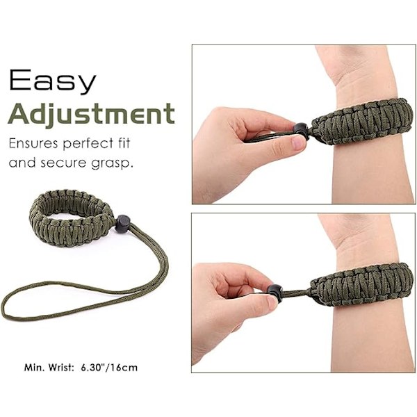 Universal flettet stropp for videokamera (2-pakning) – Justerbar Paracord komfortabel utendørsaktivitetsvifte overlevelses- og eventyrarmbånd
