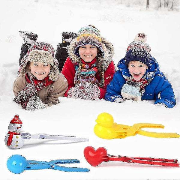 4-pack Snöbollstänger, Vinter Snöbolltillverkare Leksak, Snöbollspress, Snöbollstänger Hjärtformade Snöbollar, Perfekt Utomhuslek Snöleksaker För Barn