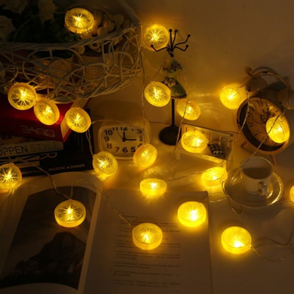 Dekorativa Citronlampor med 20 LED, Batteridrivna Varma Blinkande Julstränglampor för Kök, Fest, Bröllop, Festival, Heminredning 9,8ft/3m