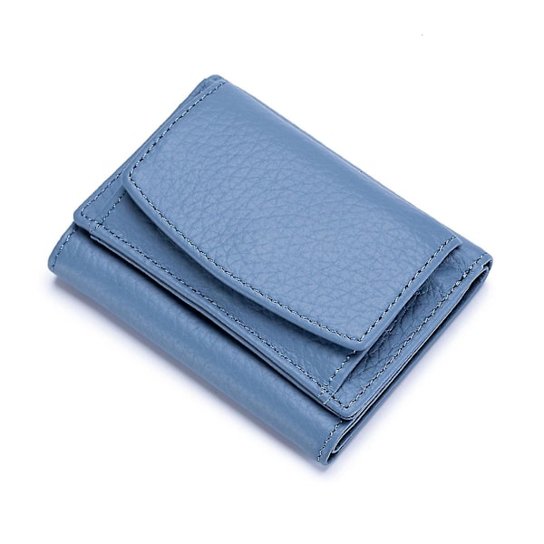 Premium Lommebøker For Kvinner Liten Trifold Kredittkort Holder Med Lær Folding Myntlomme Blue