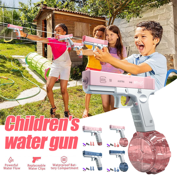 Elektrisk Vattenleksak Automatisk Vattenpistol Leksaker För Barn Sommar Pojkar Flickor Vattenkrig Leksaker Barnpresent Rosa Clip-version Pink clip version