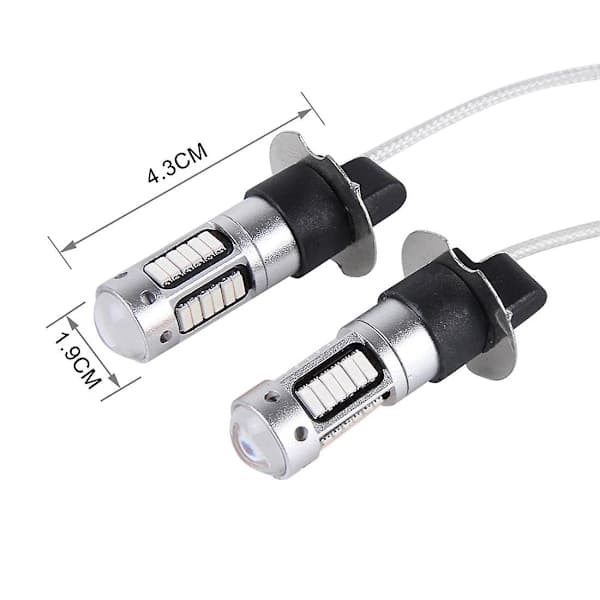 2 stk H3 10W 30 SMD-4014 LED tåkelys for bil, DC 12V Blue Light