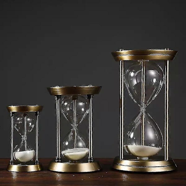 15/30/60min Kreativ Metall Timglas Sand Timer Europeisk Retro Kontor Bokhylla Studierum Ornament Dekoration Sandklocka Timer (60min,)