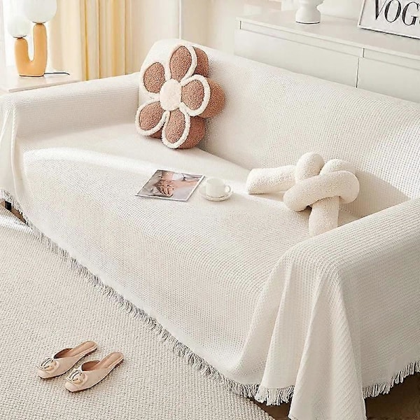 Sohvanpäällinen Peitto Kudottu Pyyhe Olohuoneen Huonekalujen Sisustukseen Seinävaate Sohvan Päällinen white 180x180cm