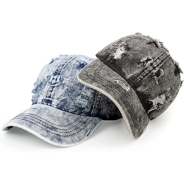 Herre- og damehatt Mote Baseball Cap Denim Buckle Utendørs Solbeskyttelse Hat Cap, Lyseblå