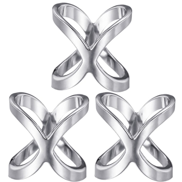 3-pack Halsduksring Ihålig Kors Elegant Multifunktionell X-formad Halsduk Sjal Spänne Hållare för Kvinnor Silver