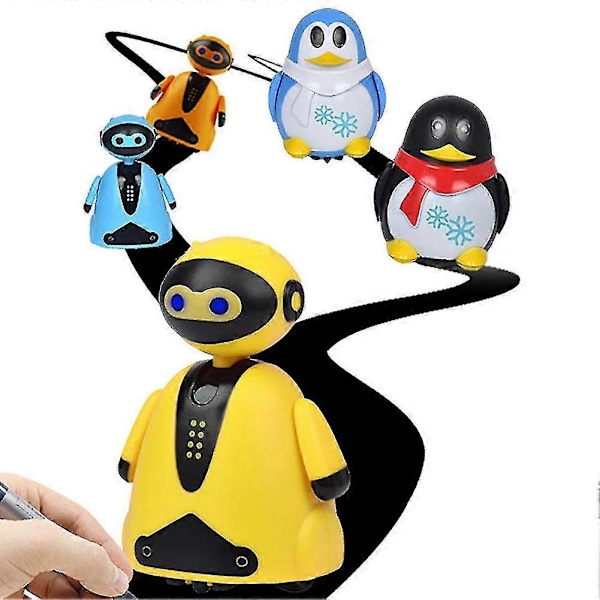 Magisk Penna Leksak Induktiv Robot Modell Barn Present - Följ Valfri Ritad Linje blue