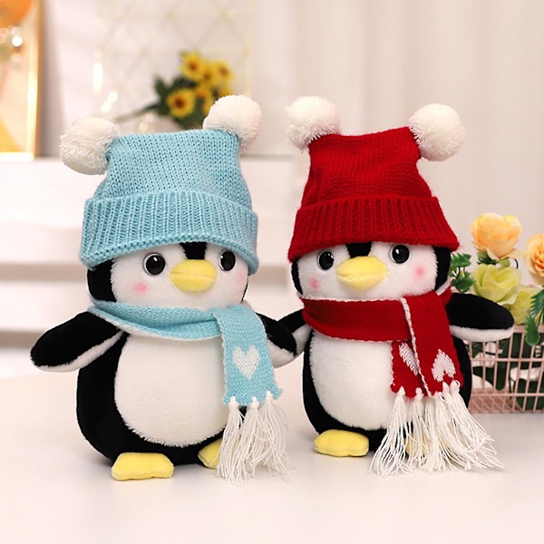 Plush Pingvin Leksak Söta Utseende Super Mjukt Fullt Fyllt Sovhjälp Fylld Djurdocka Soffa Ornament Blue L