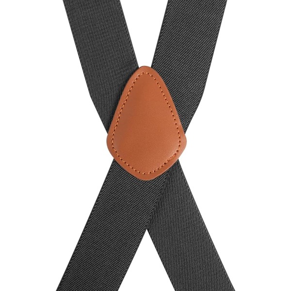 Herrhängslen med 4 krokklämmor för byxor, vintage hängslen hängslen för män Heavy Duty justerbar elastisk X-form (mörkgrå)