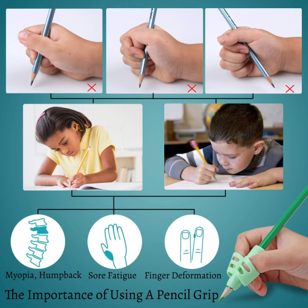 3-Pack Pencil Grips, Pen Grips for Kids Handwriting,