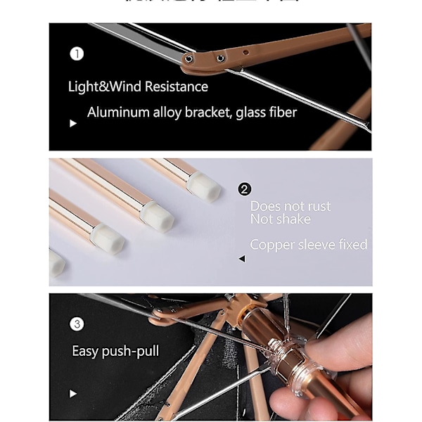 Mini Kultaisen Väriinen Taittuva Sadevarjo UV-Suojalla, Aurinkosuoja Ulkokäyttöön UV-Sadevarjo Stormpro Lahja