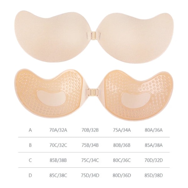 Usynlig Push Up BH til kvinder Rygløs Stropløs BH Sømløs Frontlukning Bralette Undertøj Selvklæbende Silikone BH Pads 1stk Hud C 1pcs Skin C