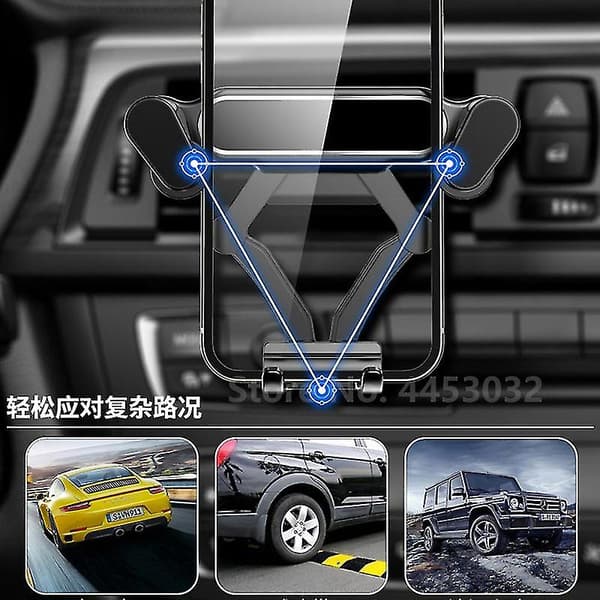 Speciel til Skoda Kodiaq Biltelefonholder Gravity Mobil Stativ GPS Support Luftventil Montering Tilbehør Black