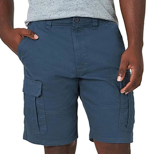 Miesten shortsit kesä rento monitoimitaskut suora lahje lyhyet housut Blue 3XL