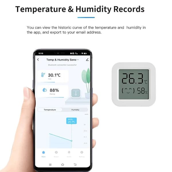 Mini LCD-skjerm kompatibel med Bluetooth APP fjernkontrolltermometer
