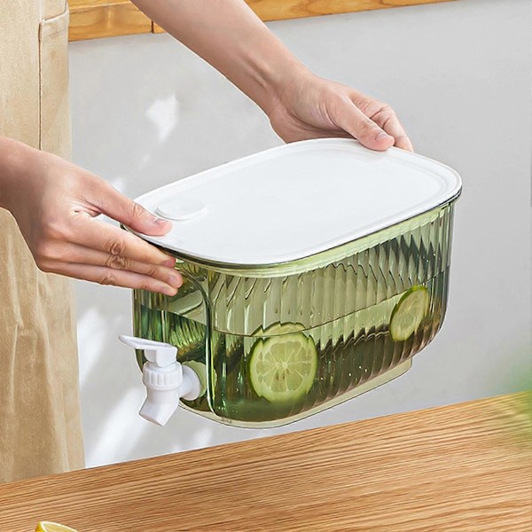 4L Klar Synlig Kald Vannkoker med Kran Stor Kapasitet Matvaregodkjent Lemonade Juice Drikkedispenser for Kjøleskap KAESI White