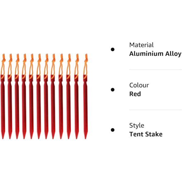 12 stk. teltpløkker, aluminiumslegering teltpløkker, kraftige og lette til udendørs camping, strand og vandreture