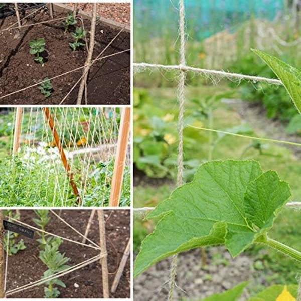 Jutesnöre, 333 fot jutesnöre 3-lagers 2 mm tjocklek, jutesnöre för dekoration trädgård blomsterarrangemang DIY konst hantverk buntning hantverk inslagning