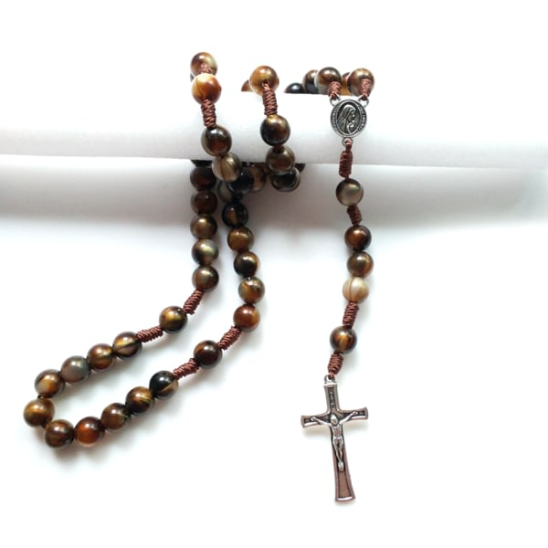 Vintage rosenkrans katolska bön pärlor halsband Kristus Jesus för kors hänge halsband pärlstav religiösa smycken