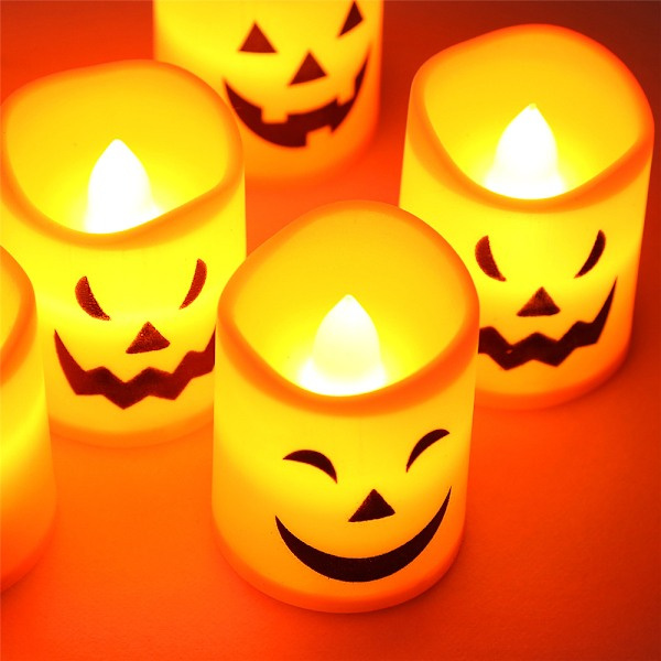 Halloween-kurpitsa kynttilät 6-pakkauksessa, LED-valot juhliin ja koristeluun