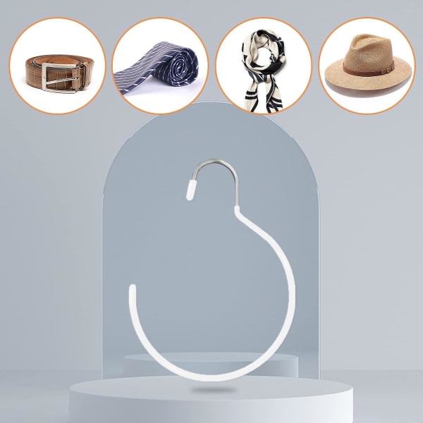 5 stykker Tørklædeholder Sjal Tørklæde Bælter Tørklæde Bælteholder Tørklæde Skab Krog Ring til Tørklæde Holder Bælter Hat Taske (Hvid)