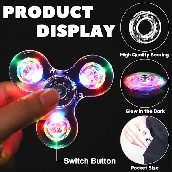 2 Pak Krystal LED Lys Fidget Legetøj Fidget Legetøj Stressaflastning Anti Angst Legetøj Hjerneudvikling Til