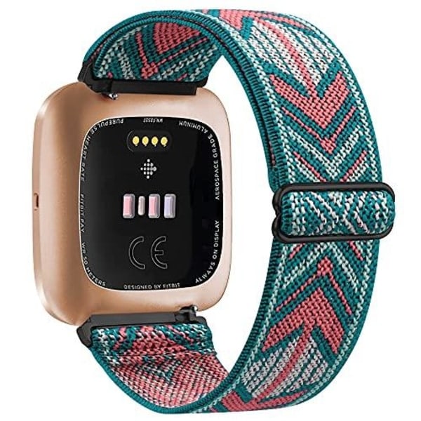 Joustava kudottu lenkkiremmi Fitbit Versa 3 2:lle, Versa Lite -remmi, säädettävä nylonurheilukelloremmi Fitbit Sense -kellolle Green Arrow For Fitbit Versa 3