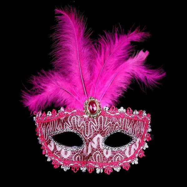 Venetianska masker Halv ansikte Ansiktsmask ROS RÖD ros röd