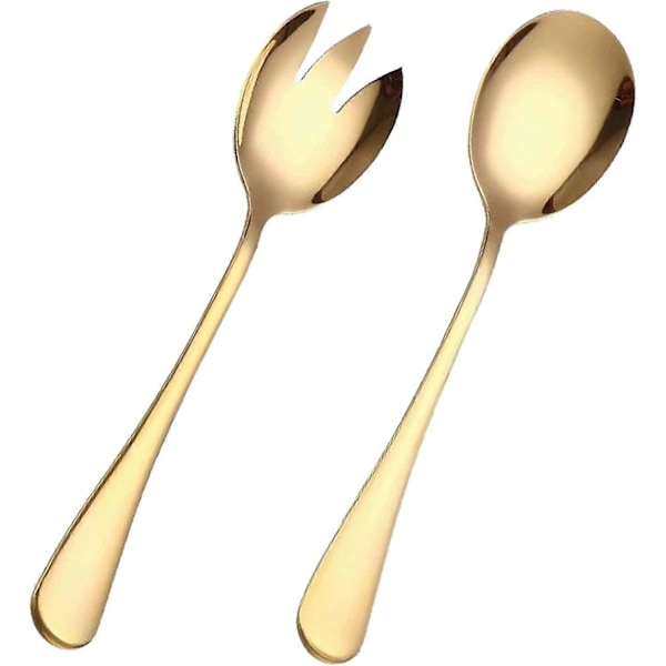 2-delt Salatserveringssæt Opvaskemaskine Sikker Matt Rustfrit Stål Guld gold