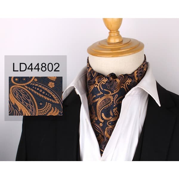 Ascot-slips for menn, Paisley Jacquard Silkevevd Blomsterslips, LD44802