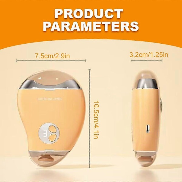 2-i-1 Elektrisk Nagelklippare med LED-Ljus - Automatisk Trimmer för Tånaglar & Fingernaglar, 3 Lägen för Barn, Vuxna & Seniorer Wheat
