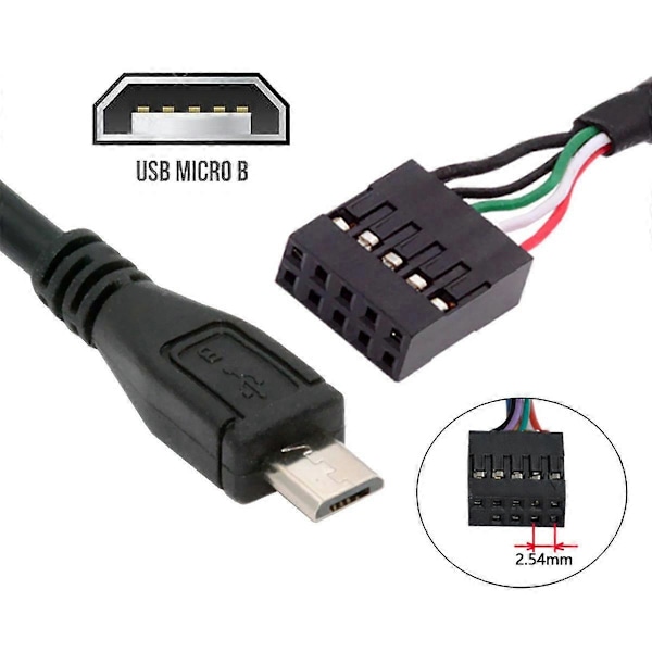 U2-018-MM USB 2.0 Motherboard 9-bens 10-bens Header til Micro USB 5-bens Kabel 50cm til Mini Monitor