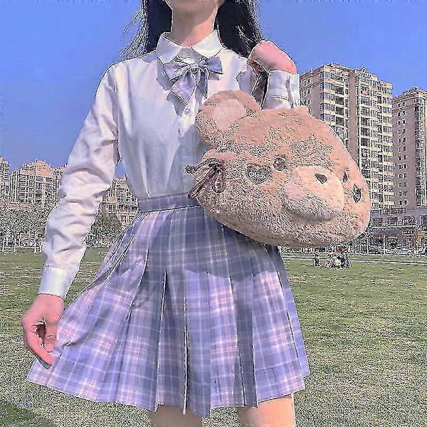 Jk Uniform Täysi Setti Kirjailtu Paita Pliseerattu Hame X Purple Smoke