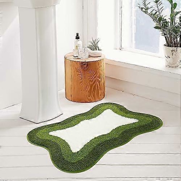 40x60cm Badrumsmattor Halkfria Grön Gradient Oregelbunden Form Söt Badrumsmatta, Tvättbar Absorberande Matta i Mikrofiber för Badrum Ind