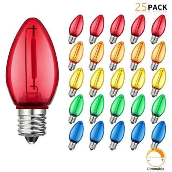 25-pack Party Dekor Färgade LED-lampor i plast, Splittersäkra flerfärgade julgransbelysning