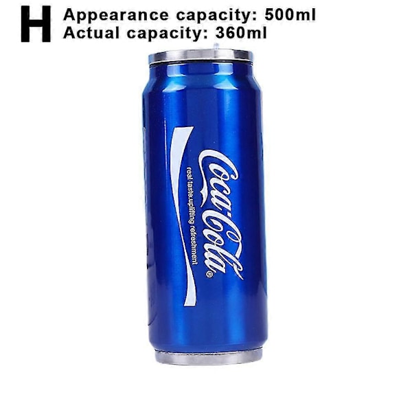 350 ml/500 ml Coca Cola-krus, varm og kald isolasjon, 304 rustfritt stål termos, stor Coca Cola-vannflaske, tilpasset bilkoppholder Actual Capacity 360Ml Blue