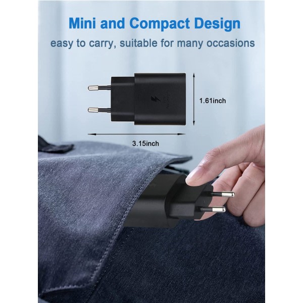 25W Samsung Hurtiglader USB C Lader Plugg PPS Lader Kontakt