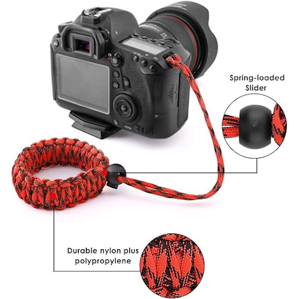 Universell flätad rem för videokamera (2-pack) – Justerbar Paracord bekväm utomhusaktivitet fläkt överlevnad och äventyrsarmband
