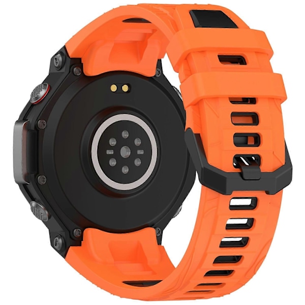 Rem for Huami Amazfit T-Rex 3 Klokkerem Dual Color Silikon Pustende Sportrem - Orange+Svart Multicolor Orange Black