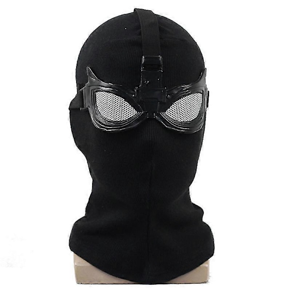 Spider-man: Far From Home Stealth Suit Superhelt Cosplay Kostume Prop Halloween Noir Sort Strikket Fuld Hoved Maske Party Fancy Dress Up Props