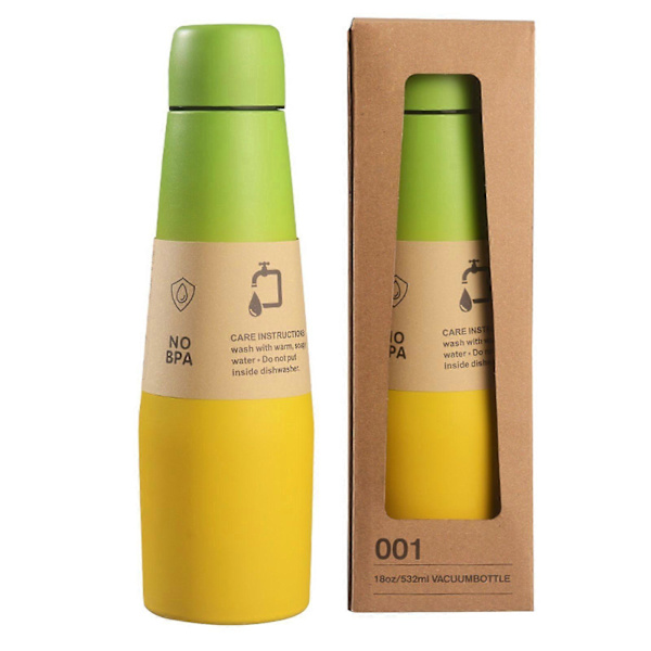 2025 NYHET Gradient 304 Rostfritt Stål Jump Cup Läcksäker Isolerad Vattenflaska 532 ml (18 OZ). Green yellow gradient