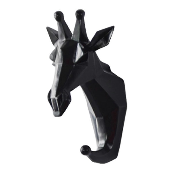 Harpiks Dyrehoved Krog Hængende Stativ Holder Væghængt Hjem Værelse Dekoration Frakke Hat Nøgle Krog Black Giraffe