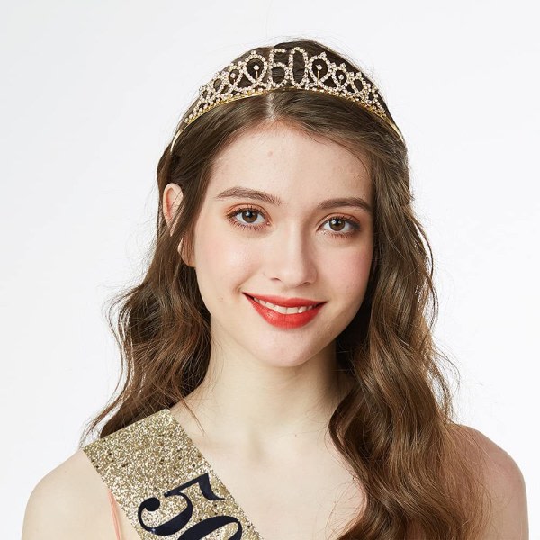 70 og Fantastisk Sash & Rhinestone Tiara Set - 70-årsdag Sash 70-årsdag Gaver Festartikler, Gull