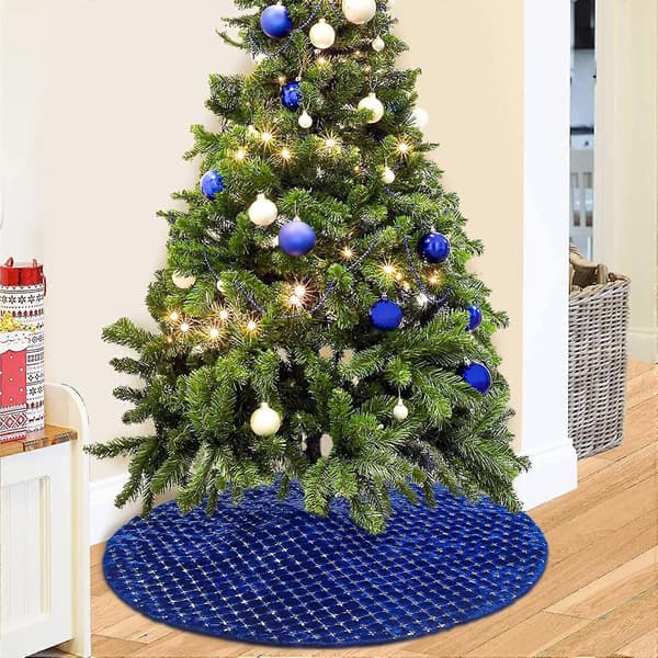 Blå Fuskpäls Julgransmatta Basöverdrag