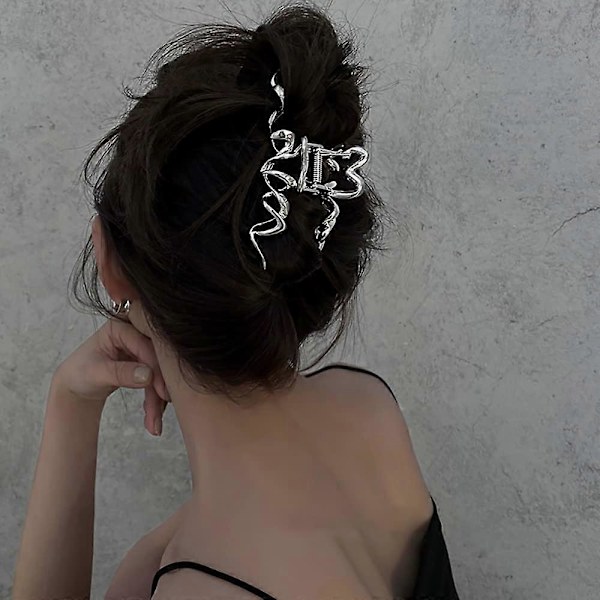 Oregelbundna Hårklämmor Eleganta Metall Silver Våg Hårklämma Hårnål Frigid Stil Fransk Hårklämma för Tjockt Hår Metall Hårspännen Håraccessoar Silver Irregular