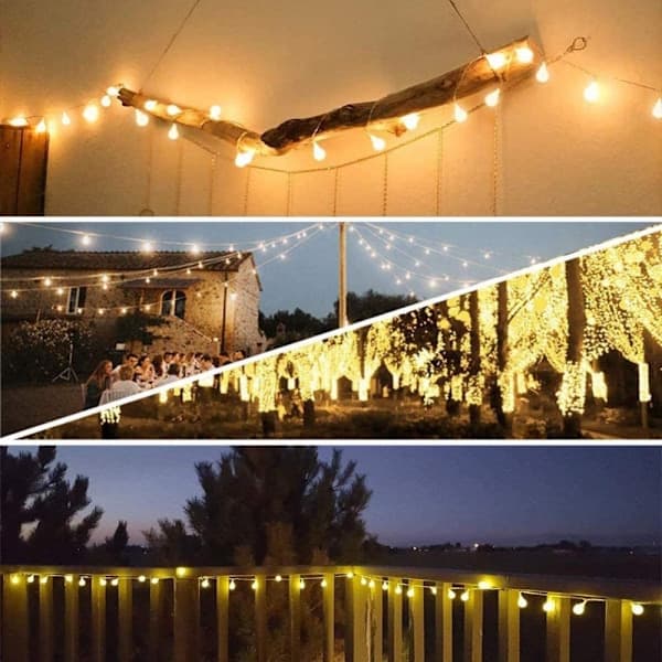 80 LED lyskæde, kugleformet, 10M, 8 tilstande og hukommelsesfunktion